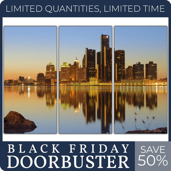 Detroit Skyline Wall Art - 20x40 set