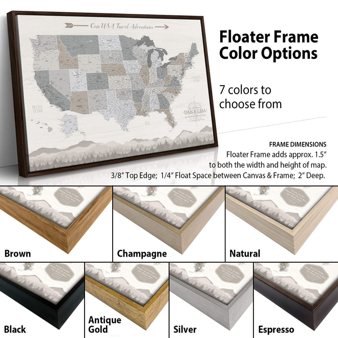 Farmhouse Push Pin USA Map - Single Panel, Custom | Holy Cow Canvas