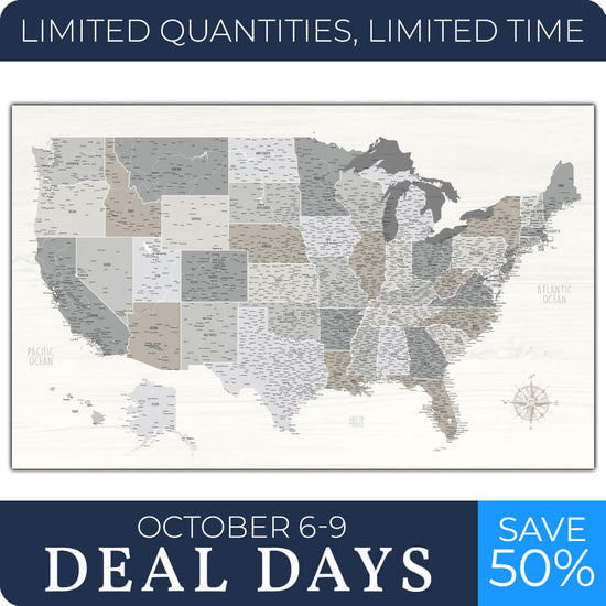 Farmhouse Push Pin USA Map - 48" x 30"