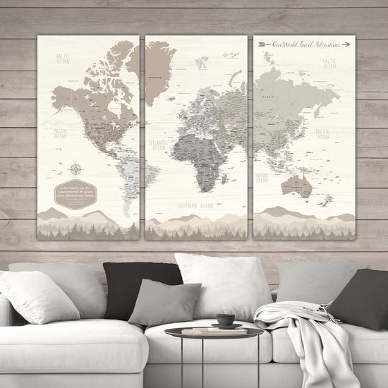 Farmhouse Push Pin World Map
