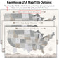 Farmhouse Push Pin USA Map - Single Panel