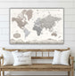Farmhouse Push Pin World Map - Single Panel