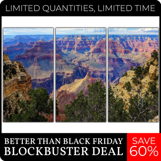 Grand Canyon National Park on Canvas - 16" x 30" set of 3