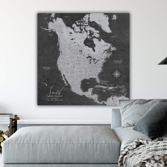 Grey Map of North America