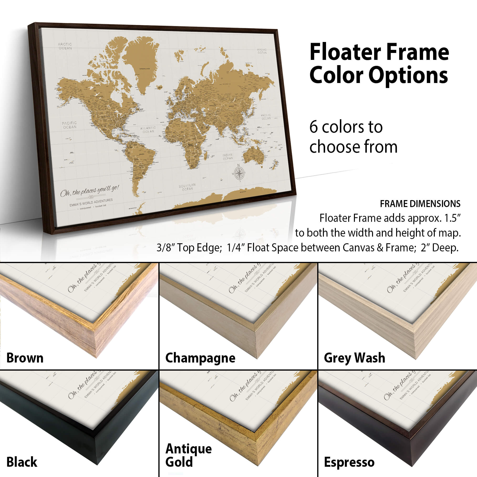 Gold World Map | Holy Cow Canvas