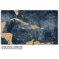 Gold & Navy Textured Caribbean Push Pin Travel Map - Single Panel