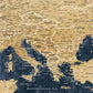 Gold & Navy Textured Europe Push Pin Travel Map