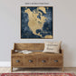 Gold & Navy Textured Map of North America