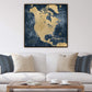 Gold & Navy Textured Map of North America