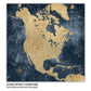 Gold & Navy Textured Map of North America