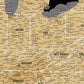 Gold & Black Textured USA Push Pin Map - Single Panel