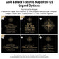 Gold & Black Textured USA Push Pin Map - Single Panel