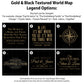 Gold & Black Textured World Push Pin Map - Single Panel