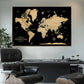 Gold & Black Textured World Push Pin Map - Single Panel