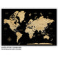 Gold & Black Textured World Push Pin Map - Single Panel
