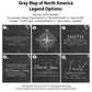 Grey Map of North America