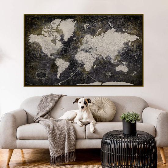 Industrial Detailed Push Pin World Map - 1 Panel