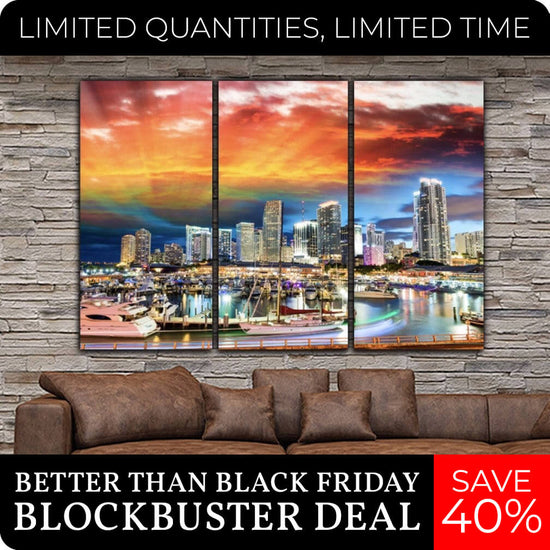 Miami Skyline - 16" x 30" set of 3