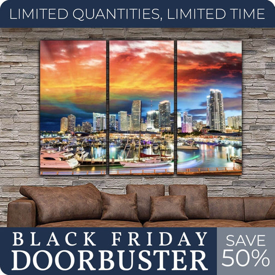Miami Skyline - 16" x 30" set of 3