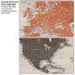 Modern Wood Push Pin World Map