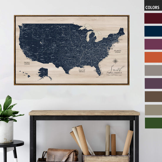 Modern Wood USA Push Pin Map