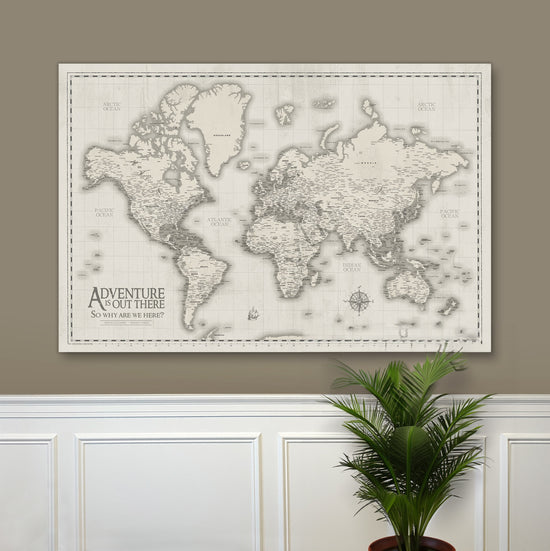 Cream World Push Pin Travel Map