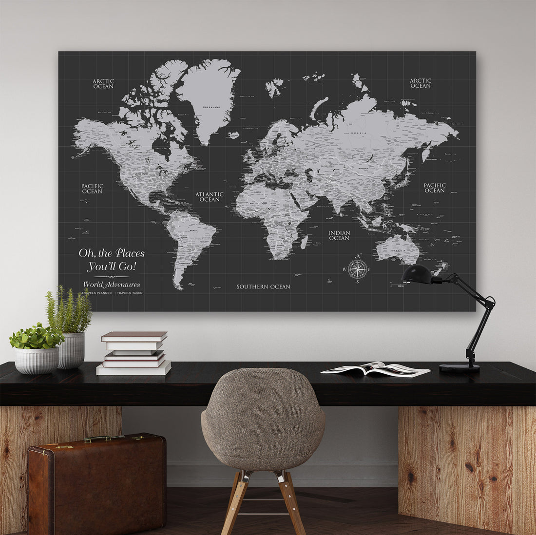 Graduation Push Pin World Map - 1 Panel | Holy Cow Canvas