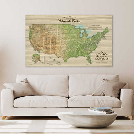 USA National Parks Push Pin Map - Single Panel