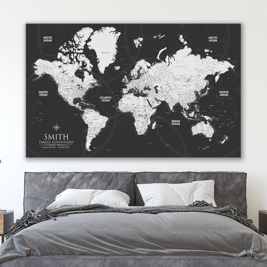 Modern Push Pin World Travel Map - Single Panel
