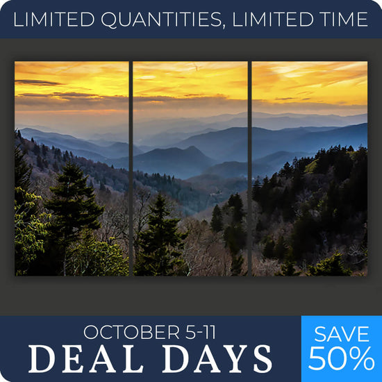 Smoky Mountains on Canvas - Set of 3, 20" x 40"