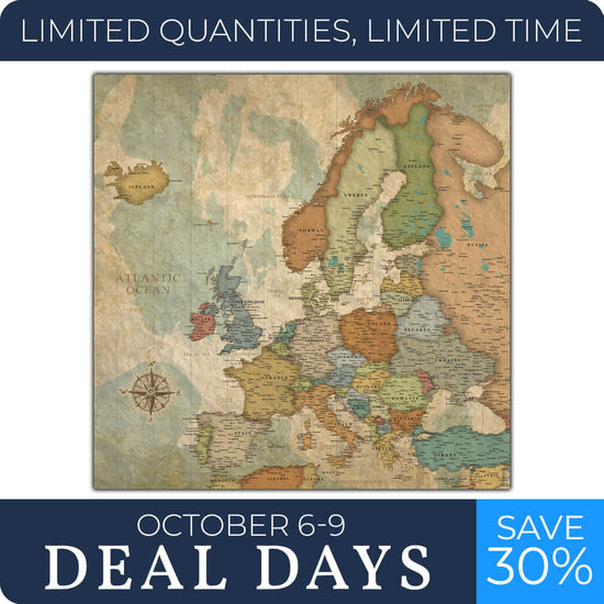 Push Pin Europe Travel Map - 40" x 40"