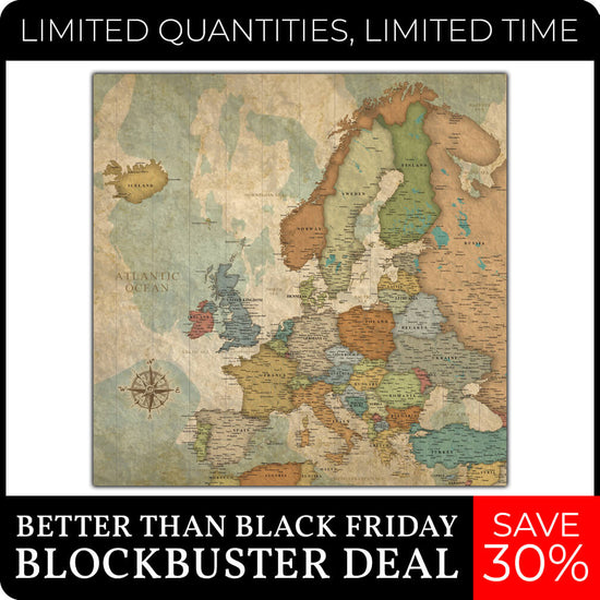 Push Pin Europe Travel Map - 40" x 40"