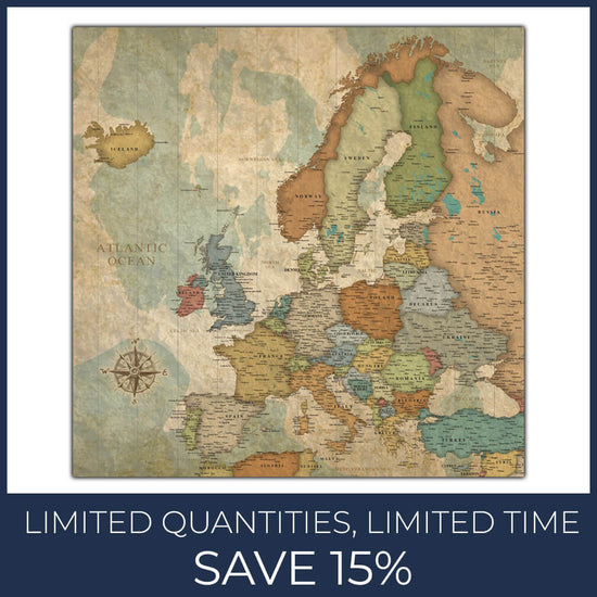 Push Pin Europe Travel Map - 40" x 40"