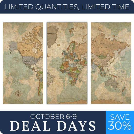 Push Pin World Travel Map - 24" x 48" set