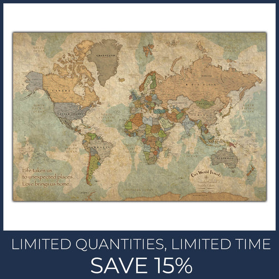 Push Pin Travel Map of the World - Various Sizes