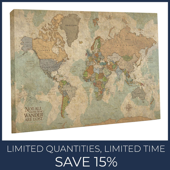 Push Pin Travel Map of the World - Various Sizes