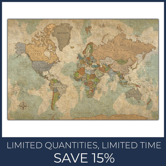 Push Pin Travel Map of the World - Various Sizes