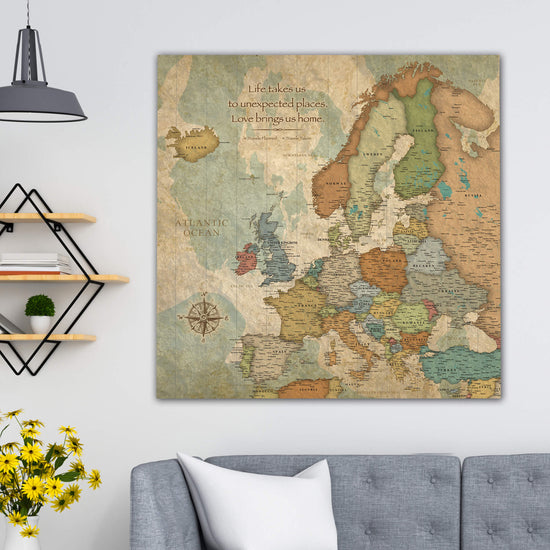 36x24 - Antique Tan World Map Push Pin - Travel Map - UM005 - Driftless  Studios