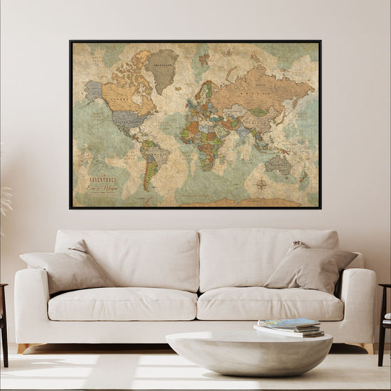Push Pin World Travel Map - Single Panel