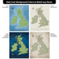 United Kingdom and Ireland Push Pin Map with Blue Background - Single Panel