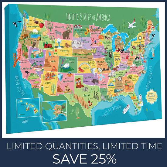 USA Kids Push Pin Map - 32" x 20"