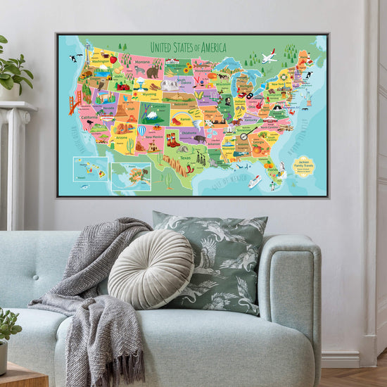 Kids Colorful USA Push Pin Map - Single Panel