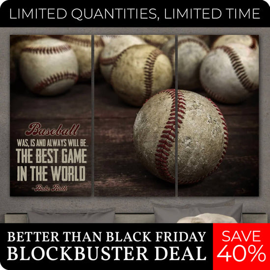 Vintage Baseball Wall Art - 20" x 40" set of 3