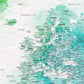 Blue & Green Watercolor World Push Pin Map