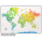 Rainbow Watercolor World Push Pin Map on Canvas