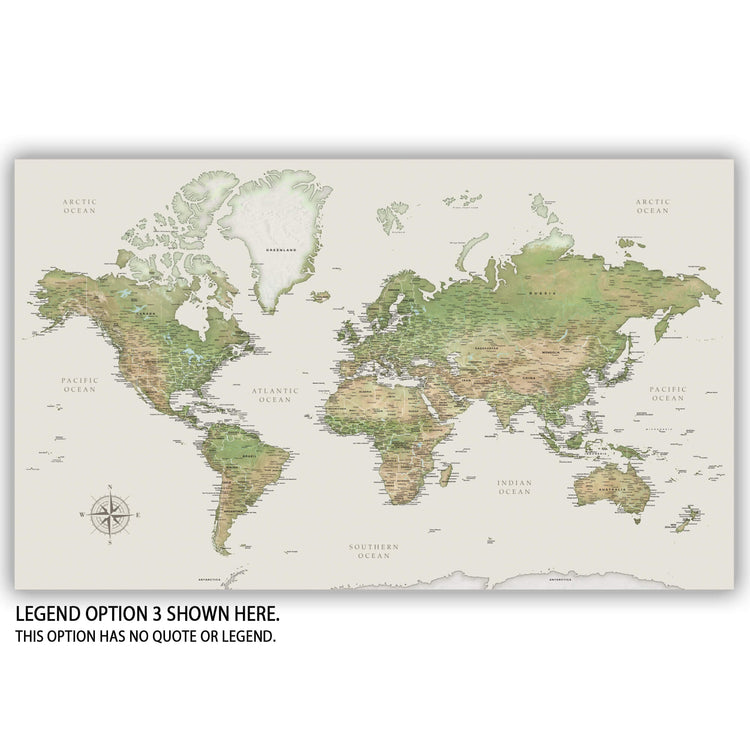 a map of the world with the name legend option 3 shown here