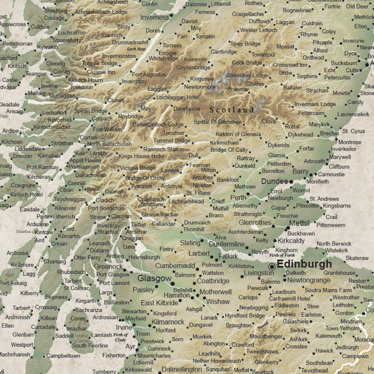 a map of scotland showing the major cities