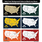 The image is a collage of six different background color options for a map of the United States, with the goal of matching any decor.