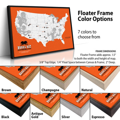 The image is a collage of different colored frames for a map of the United States, with a focus on the "Big 12 Football Team" map.