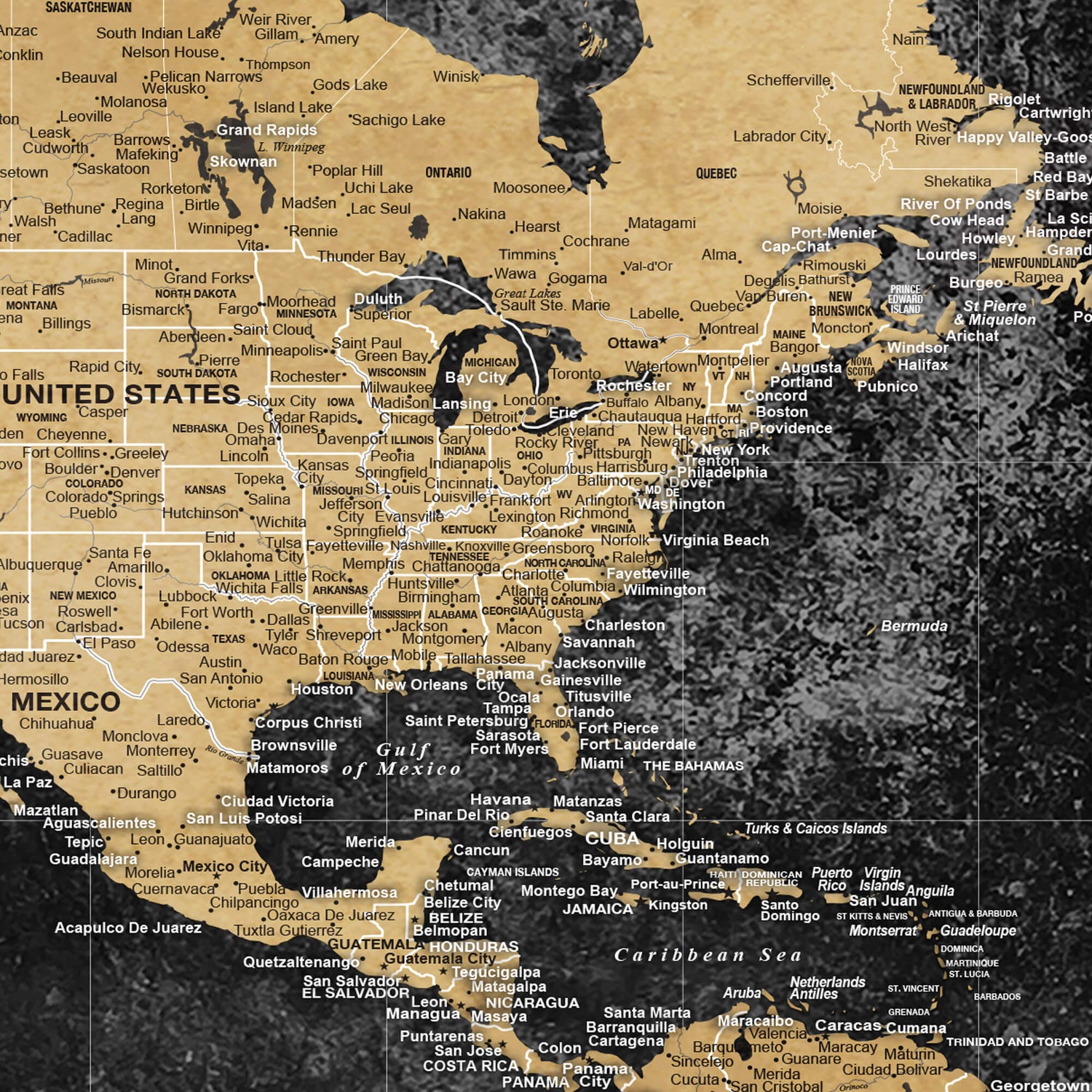 a map of the united states with all the major cities